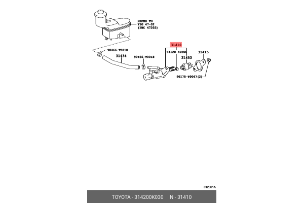 CYLINDER ASSY CLUTCH MASTER *ST* REF 314200K030